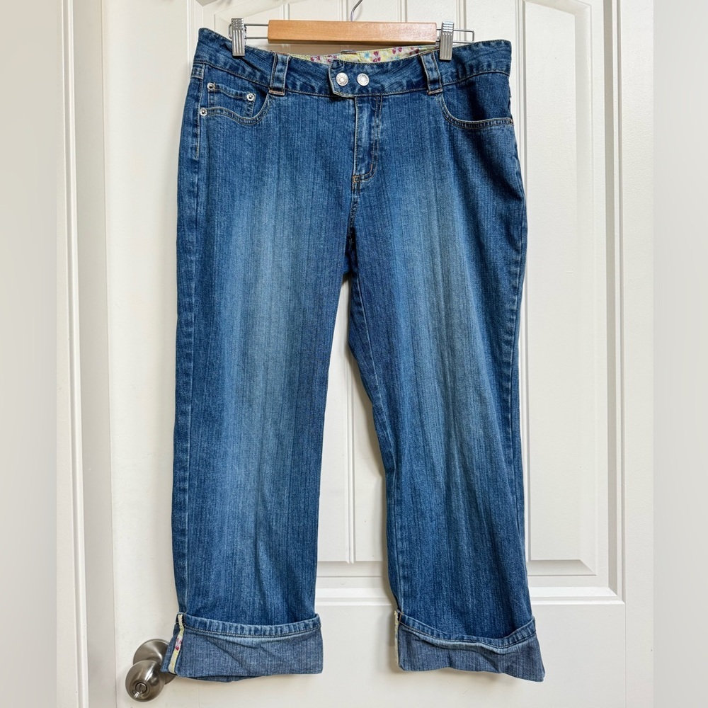 Bum Equipment Vintage Y2K Low Rise Cropped Capri Denim Jeans. Size 12